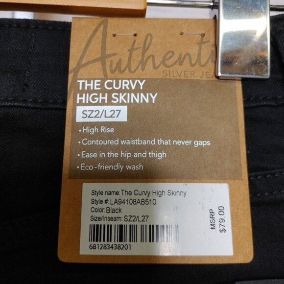 SILVER Curvy High Skinny jeans size 2 - Picture 6 of 12